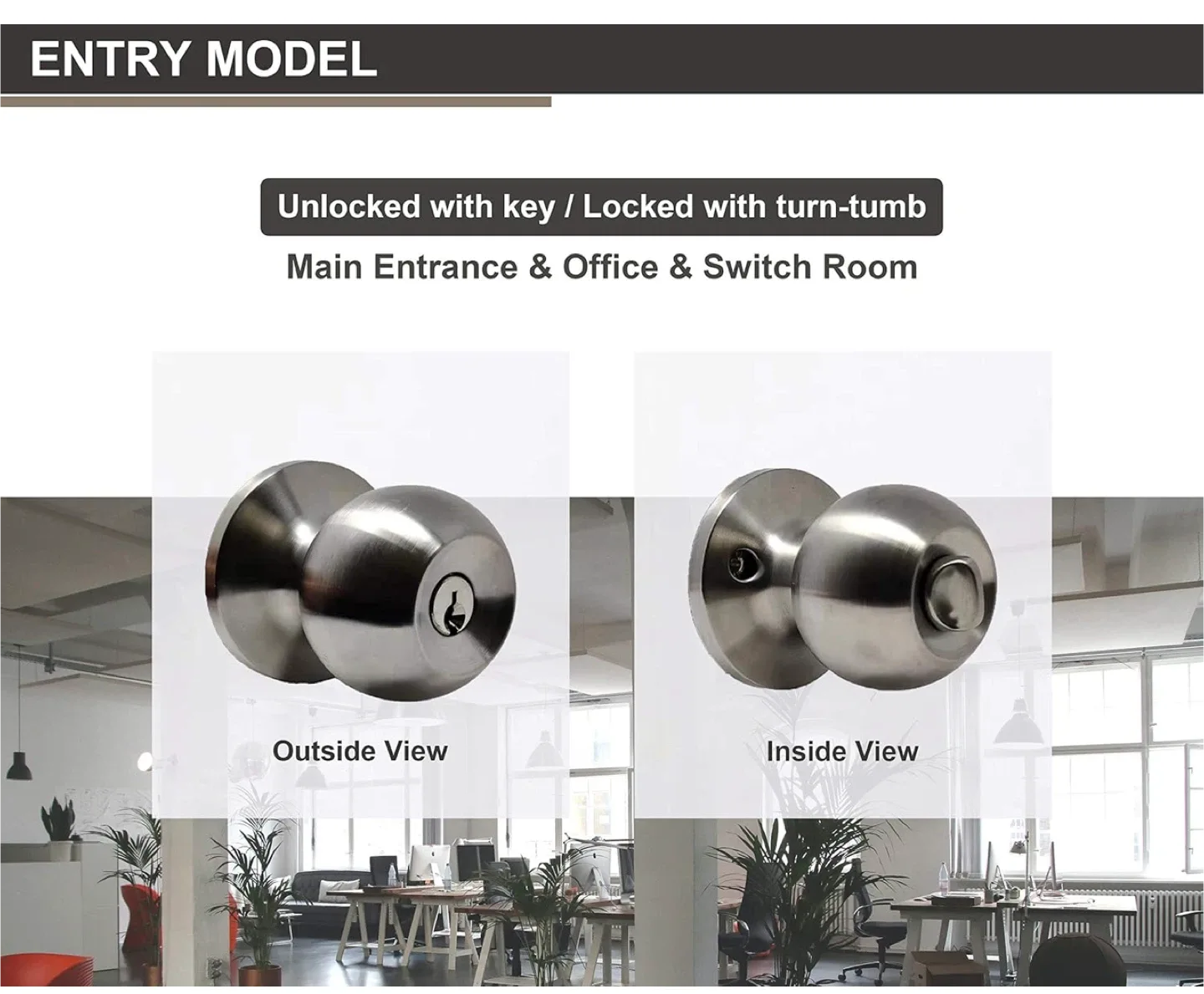 Satin Nickel Entrance Door Knob image indicator(3)