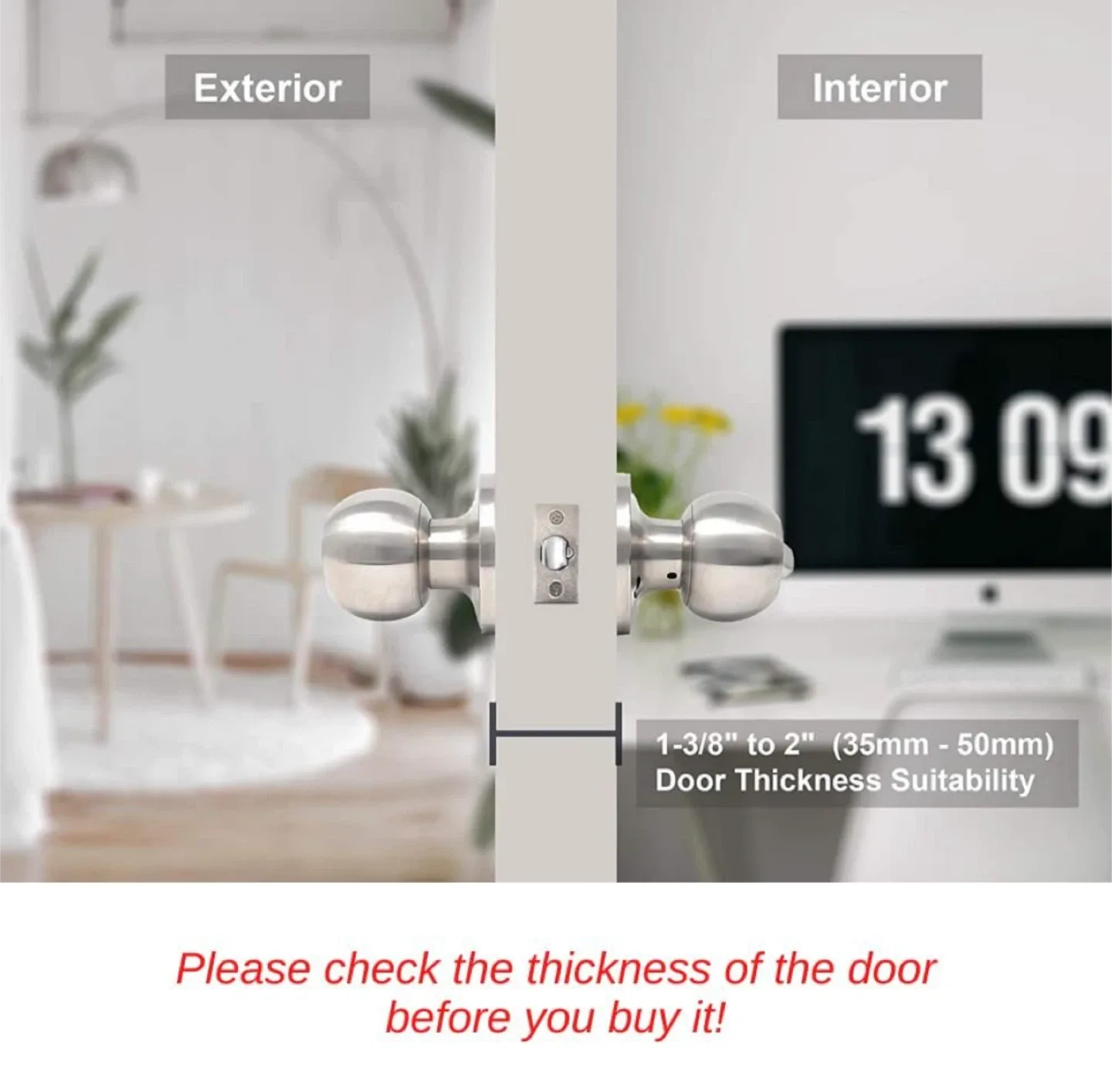 Satin Nickel Entrance Door Knob image indicator(4)