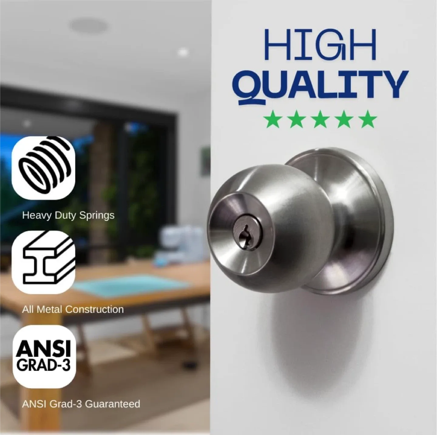 Satin Nickel Entrance Door Knob image indicator(6)