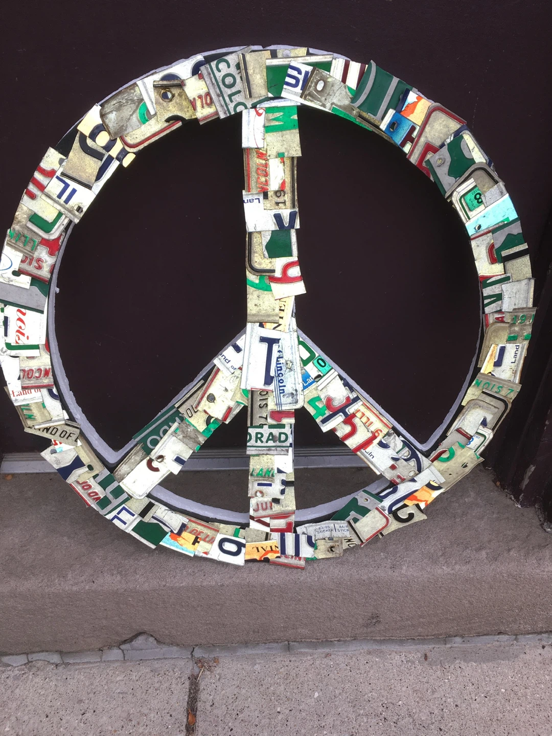 Peace Sign Made of License Plates