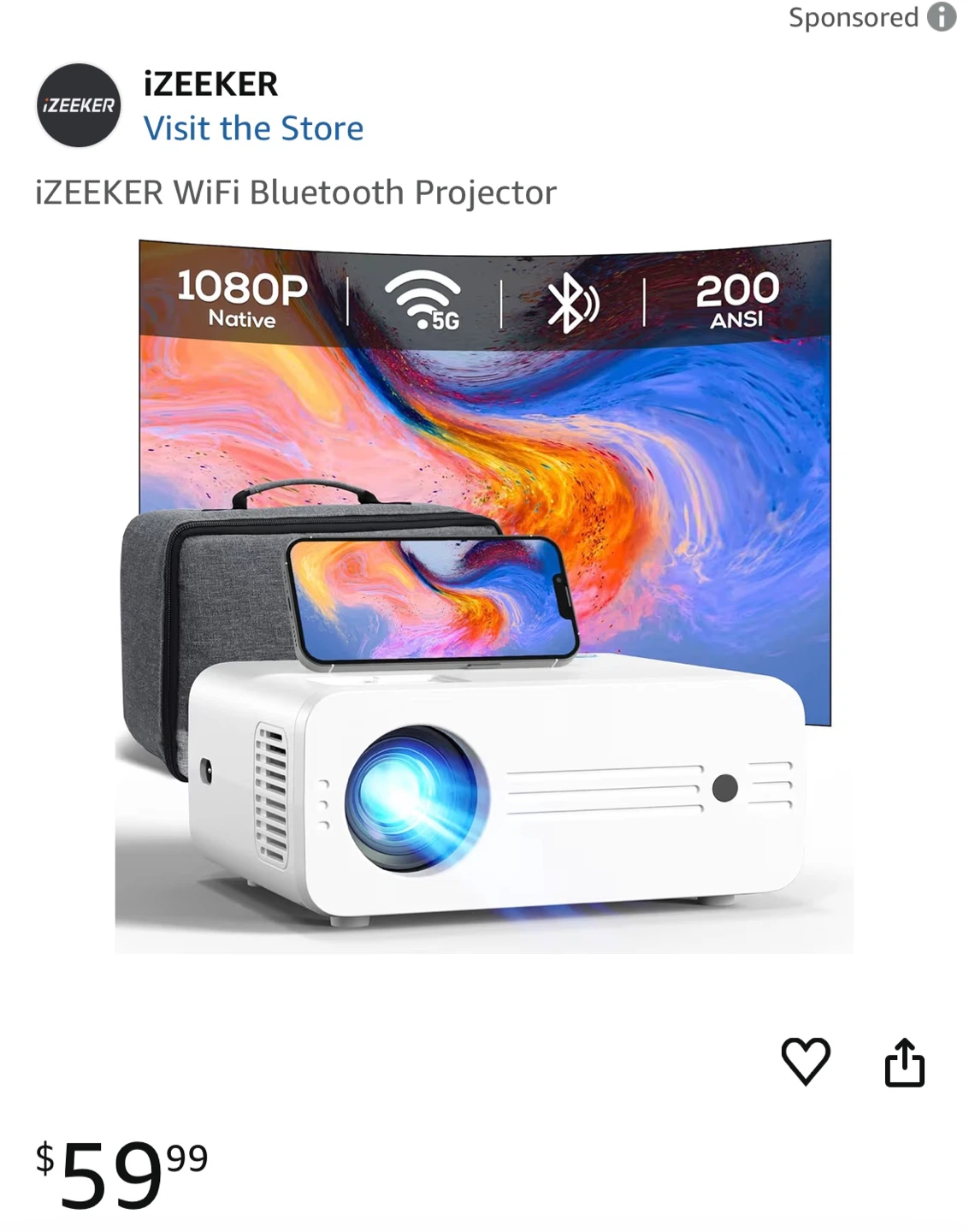 iZEEKER IPL310 WiFi Bluetooth Projector