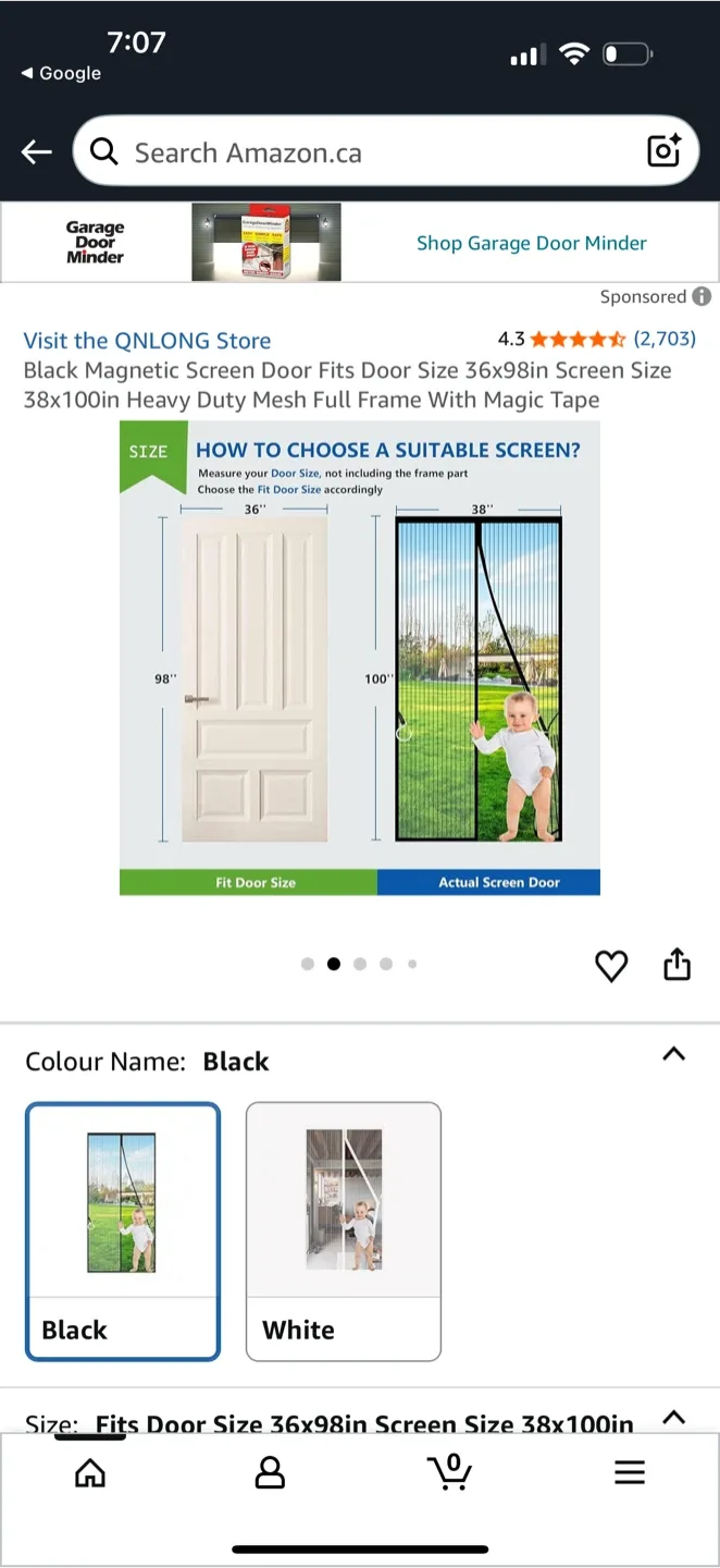 QNLONG Magnetic Screen Door 36x98in Black thumbnail