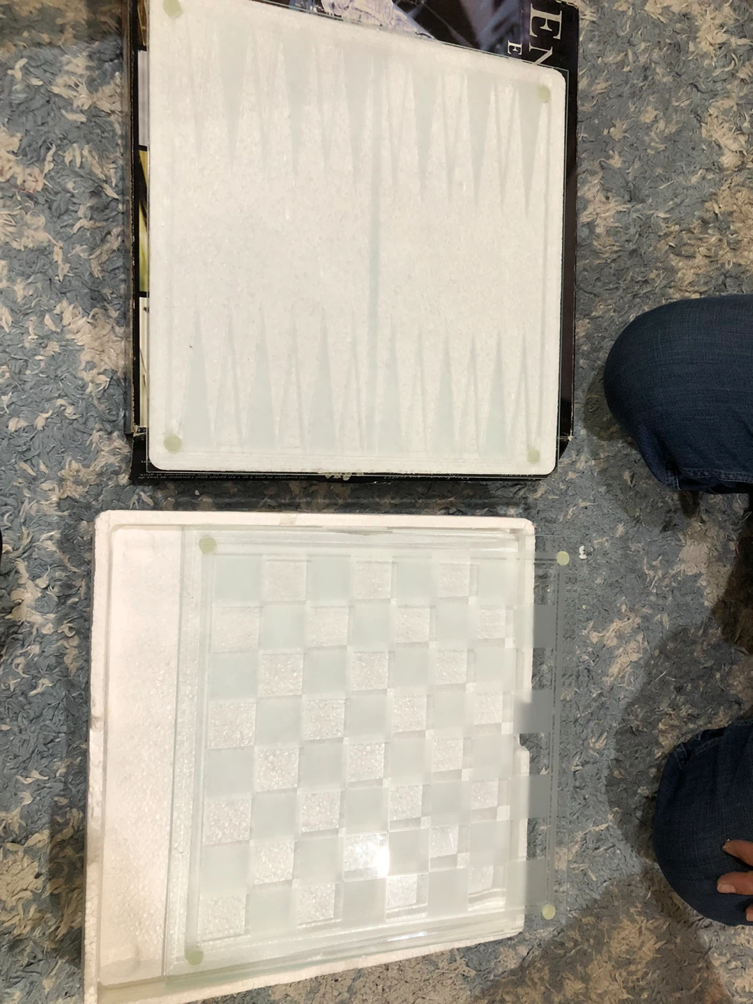 Glass Game Set 3 in 1 Chess Checkers Backgammon - photo 3