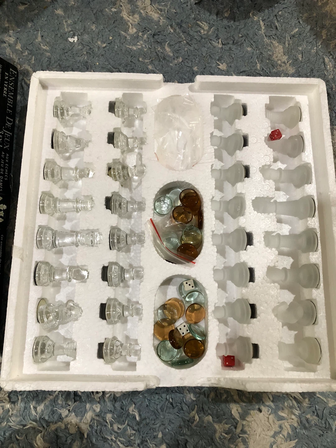 Glass Game Set 3 in 1 Chess Checkers Backgammon - photo 4