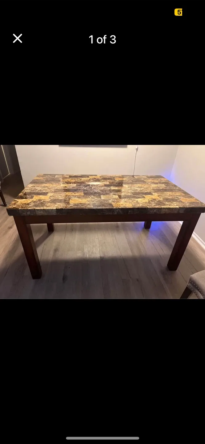 Dining Table - Brown & Beige Patterned Top image indicator(2)