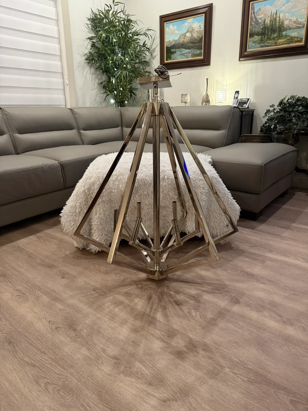 Modern Chrome Pyramid Chandelier