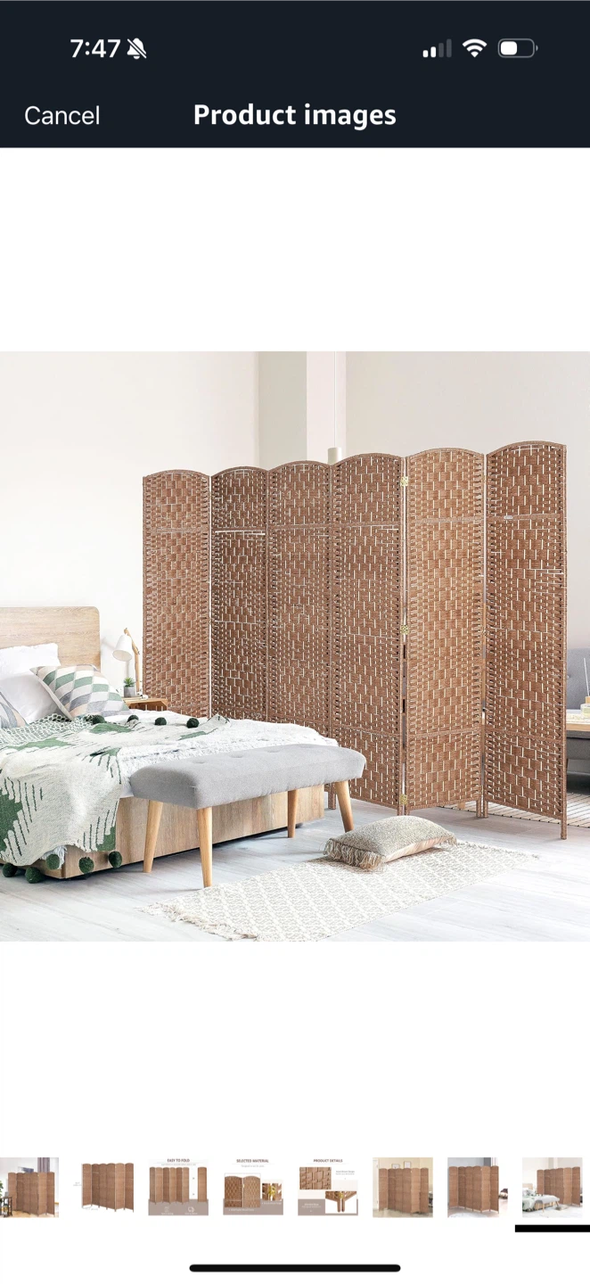 Woven Room Divider - 6 Panel
