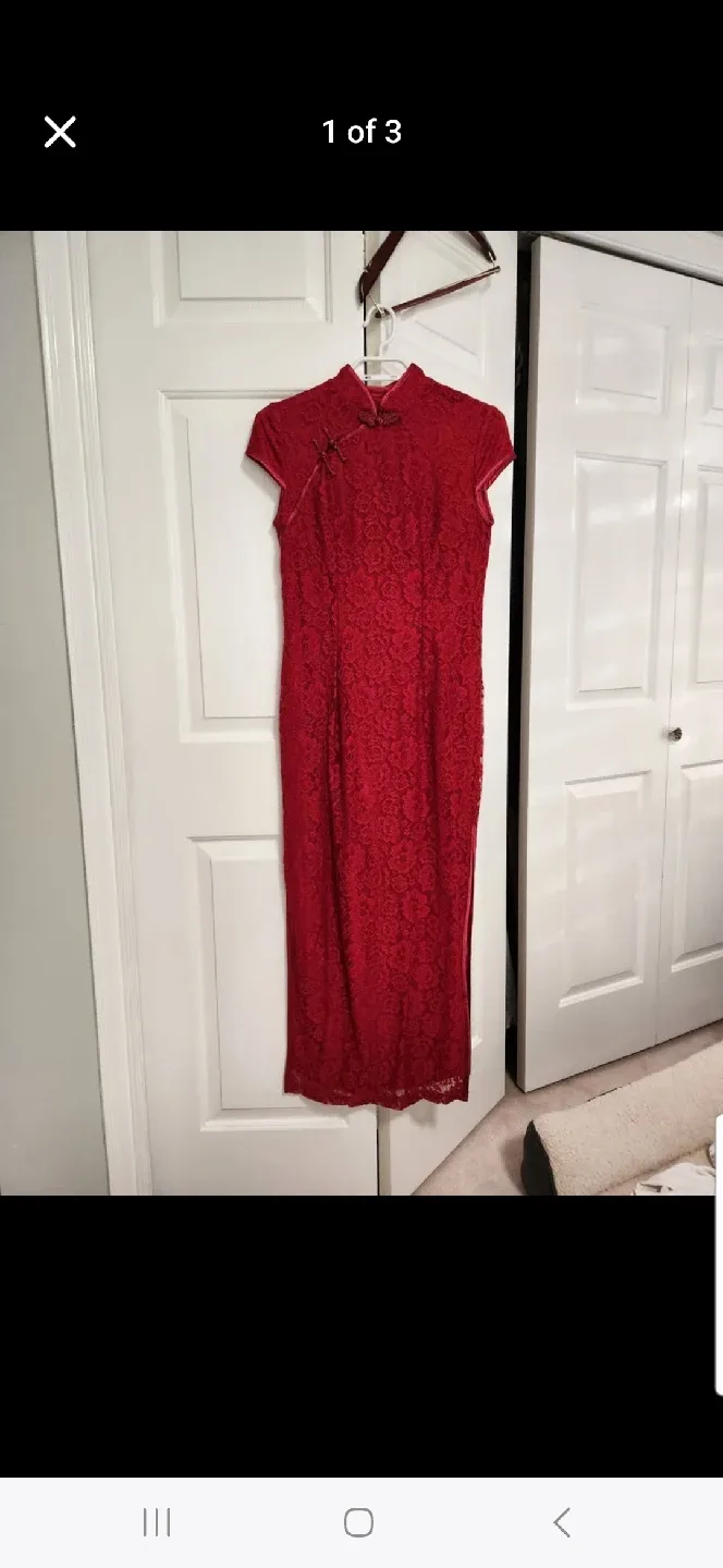 Red Lace Cheongsam Dress image indicator(3)
