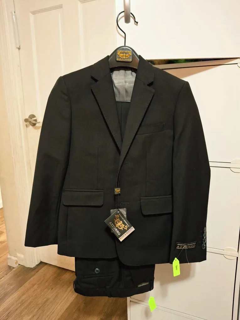 Boy's Size 8 - Azzurro Black Suit - Brand New with Tags