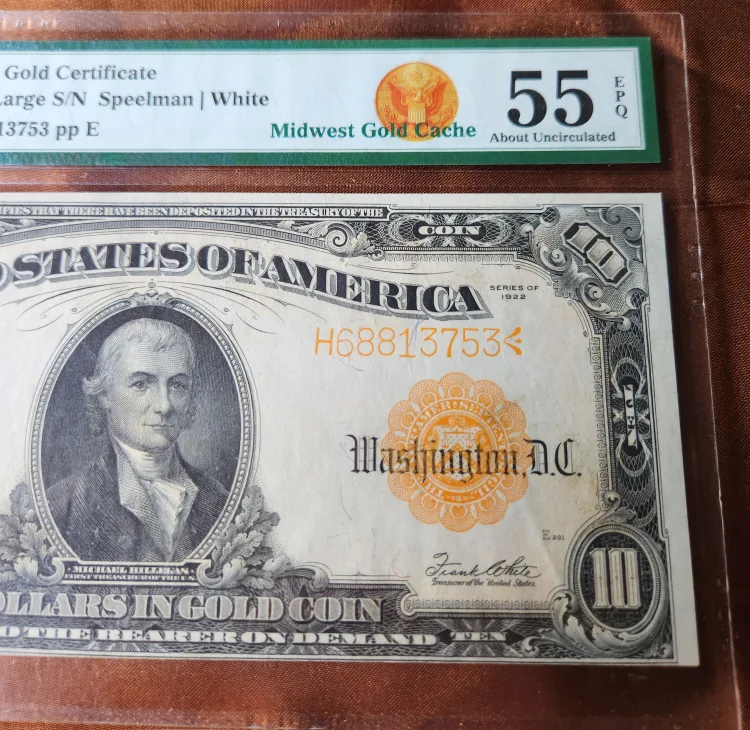 $10 1922 Gold Certificate image indicator(3)