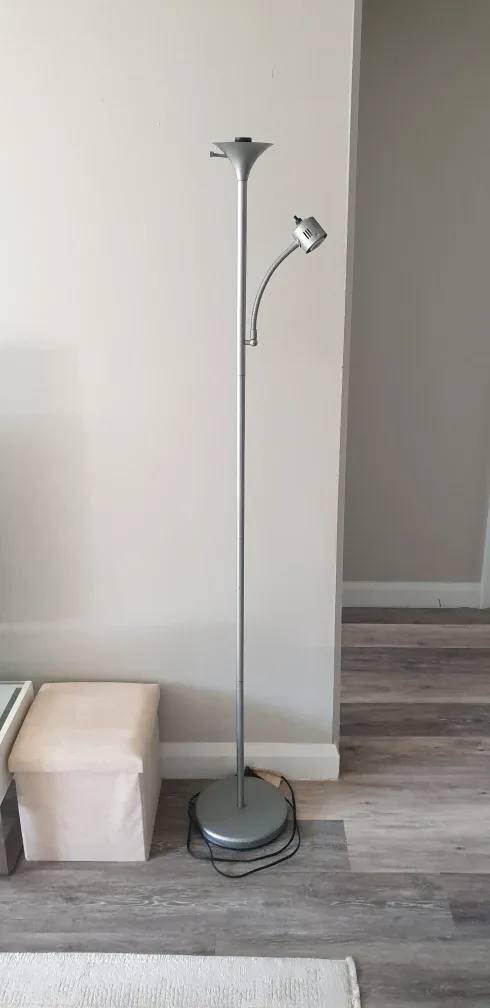 Silver Floor Lamp with Adjustable Reading Light image indicator(2)