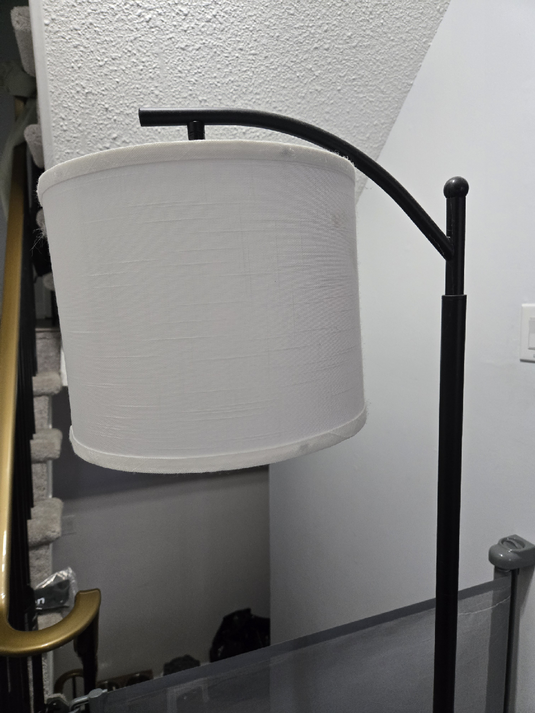 Black Arc Floor Lamp with White Shade