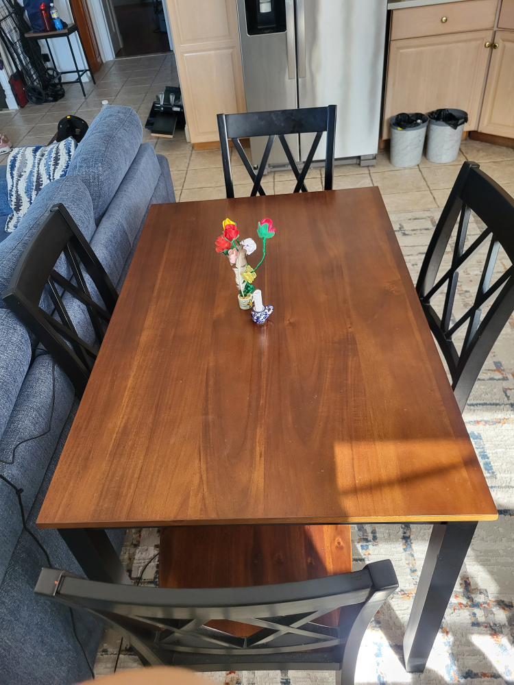 Dining Table with 4 Chairs - Wood & Black - photo 3