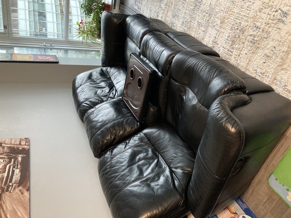 Black Leather Reclining Sofa - photo 3