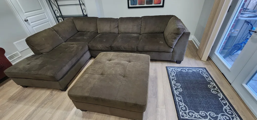 Brown Sectional Couch with Ottoman image indicator(4)