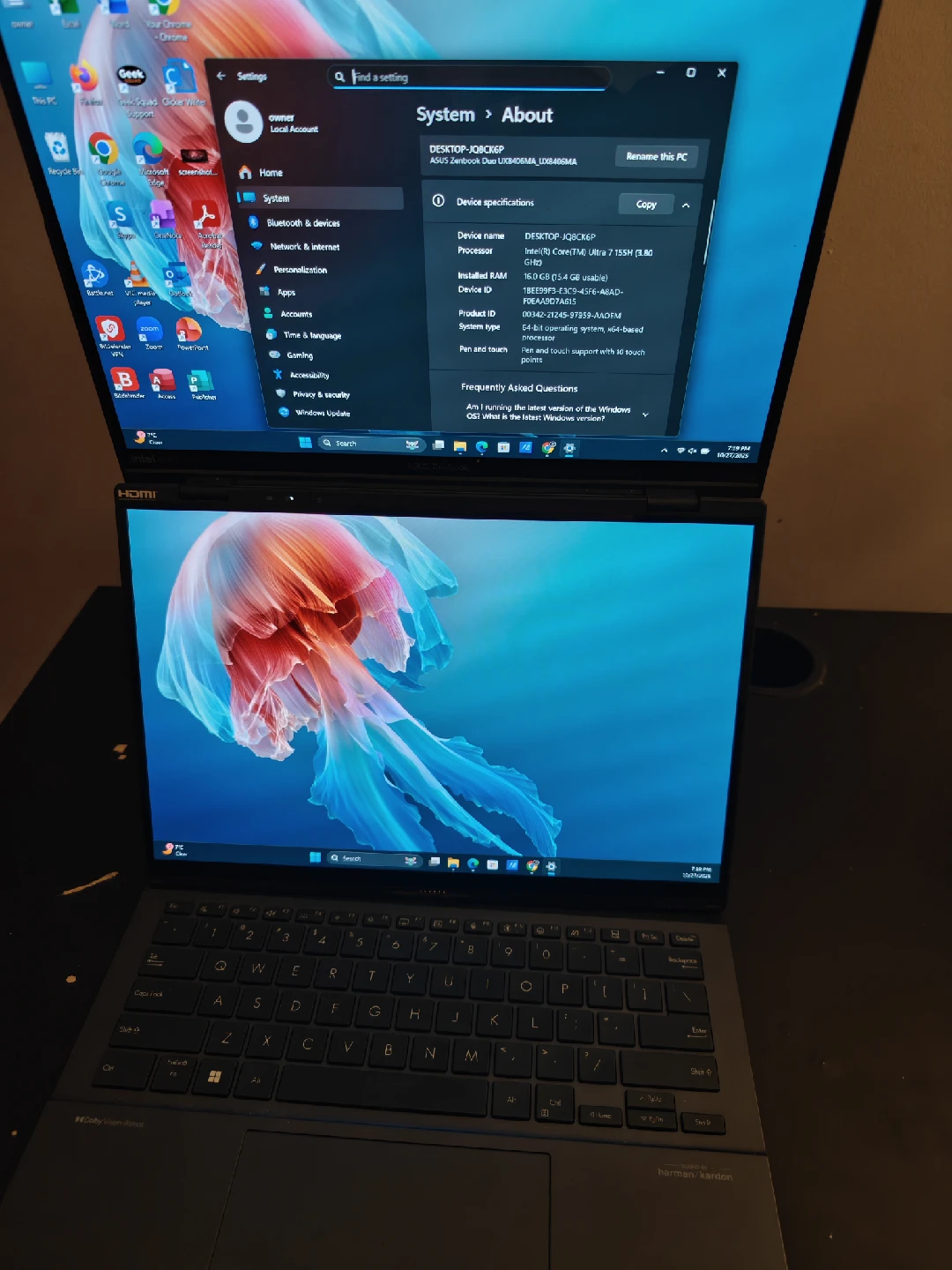 ASUS zenbook 14" intel core ultra 7 3.80GHZ 16GB RAM - photo 3
