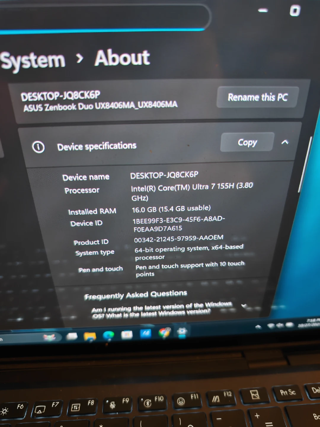 ASUS zenbook 14" intel core ultra 7 3.80GHZ 16GB RAM - photo 5