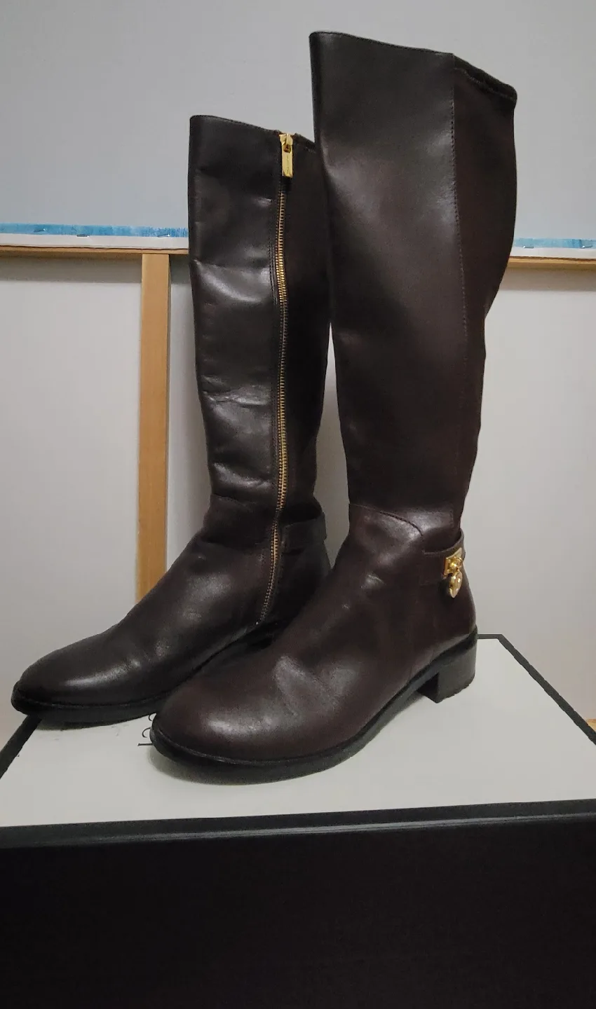 Michael Kors Brown Leather Knee High Boots image indicator(2)