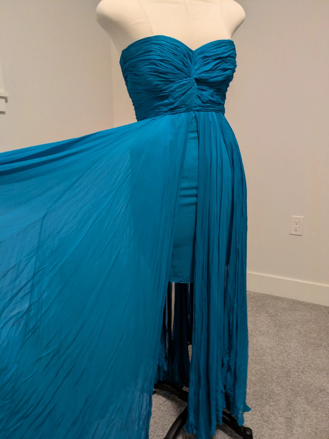 Formal Teal Strapless Maxi Dress - photo 2
