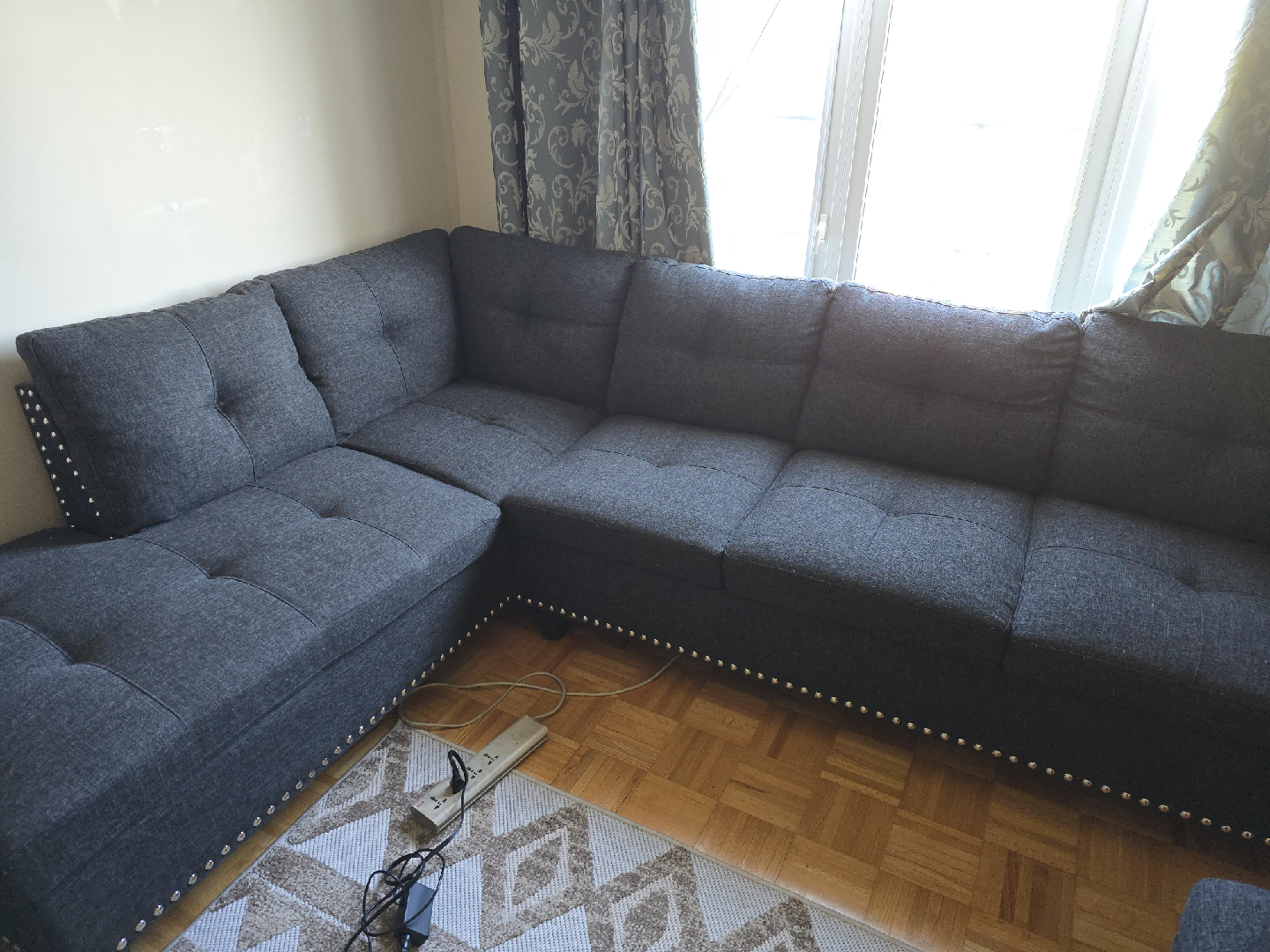 Dark Grey Sectional Sofa with Ottoman - photo 2
