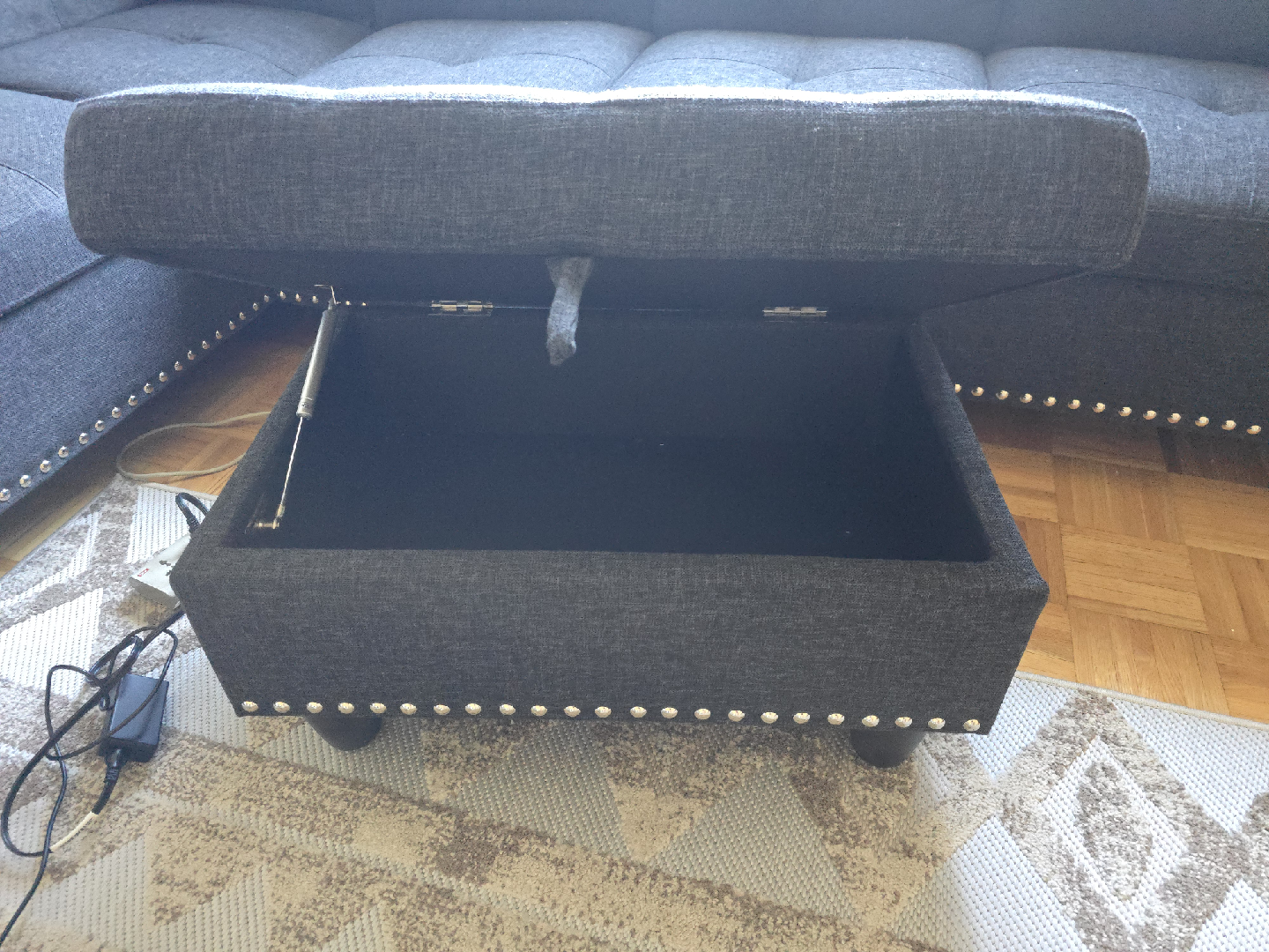 Dark Grey Sectional Sofa with Ottoman - photo 3