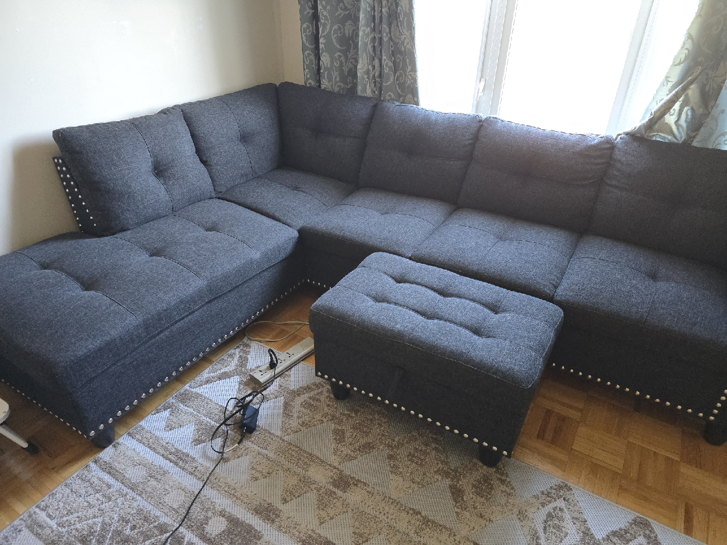Dark Grey Sectional Sofa with Ottoman - photo 4