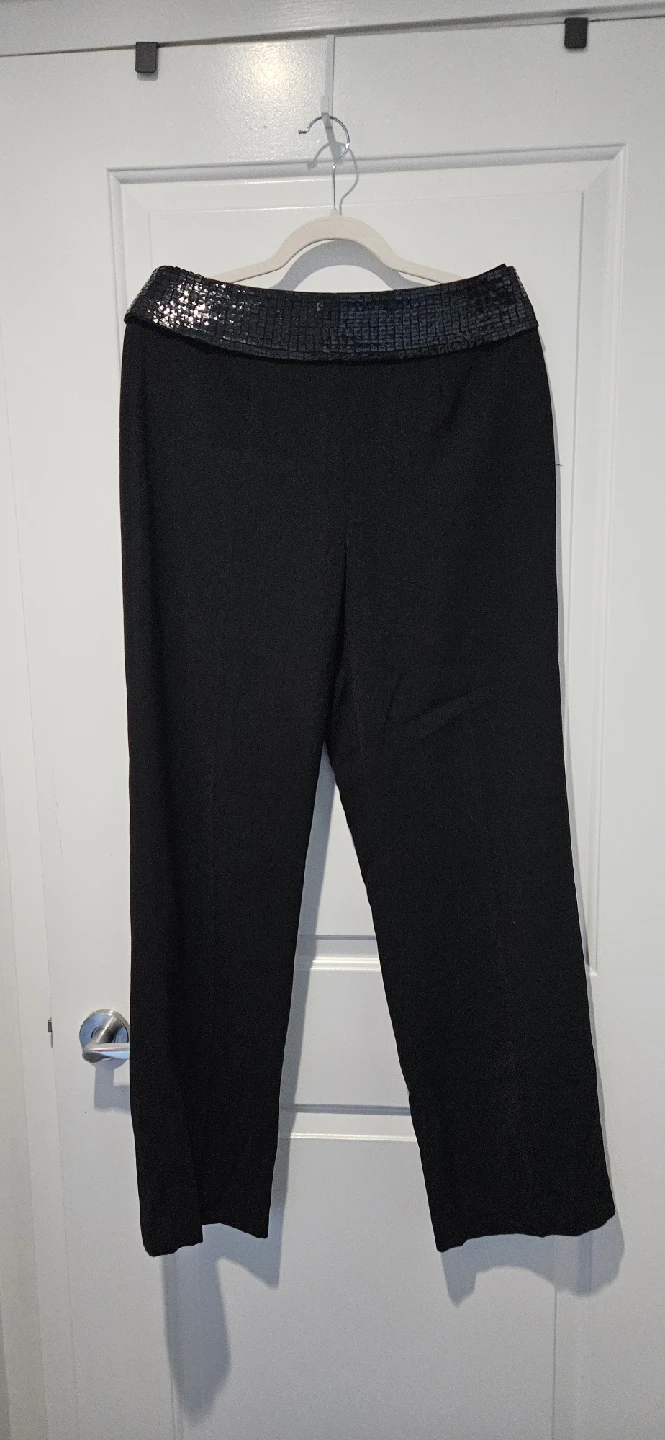 Black Dress Pants with removable Sequin Waistband, Size 10 to 12 - photo 4