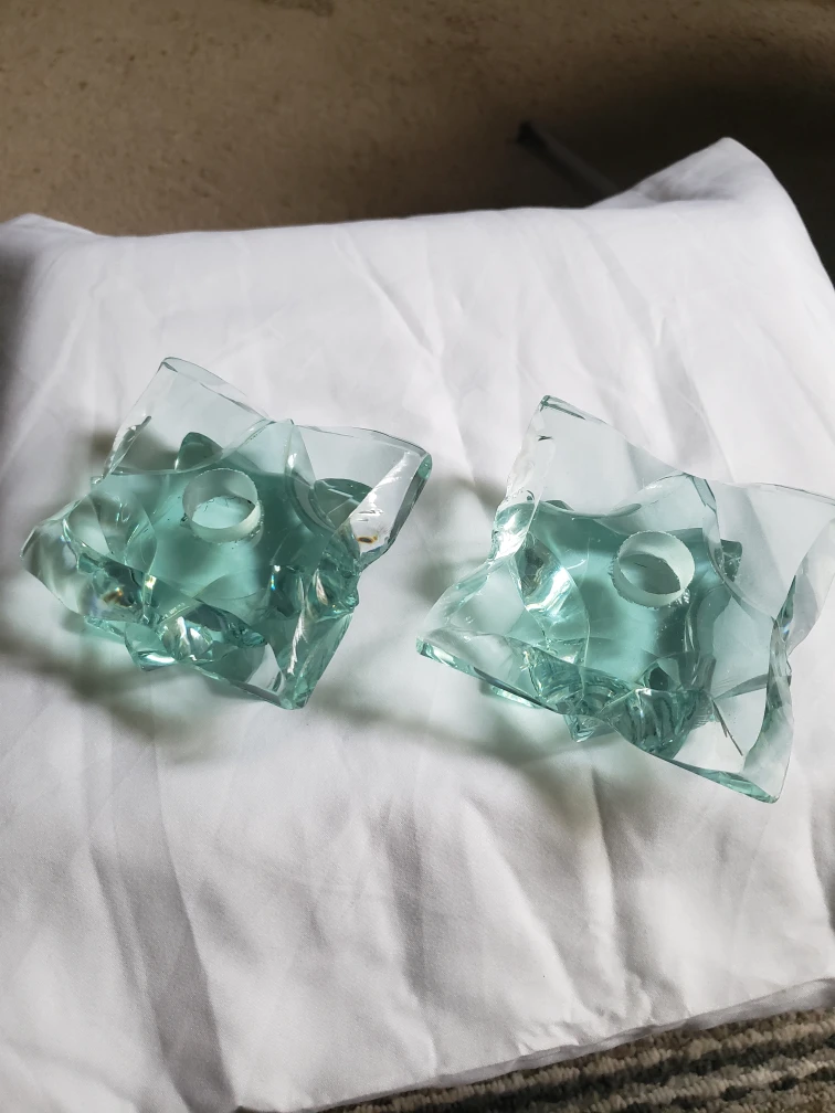 Decorative Glass Candle Holders - Set of 2