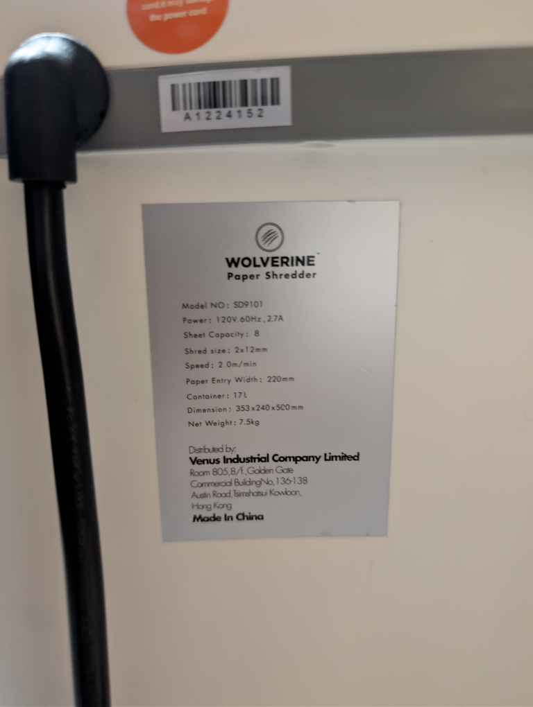 WOLVERINE 8-Sheet Super Micro Cut Shredder - photo 3