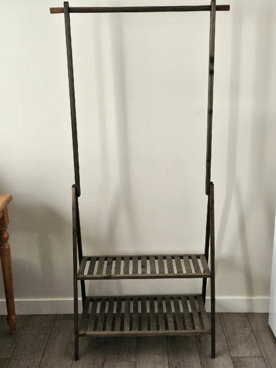 Wooden Garment Rack with Shelves