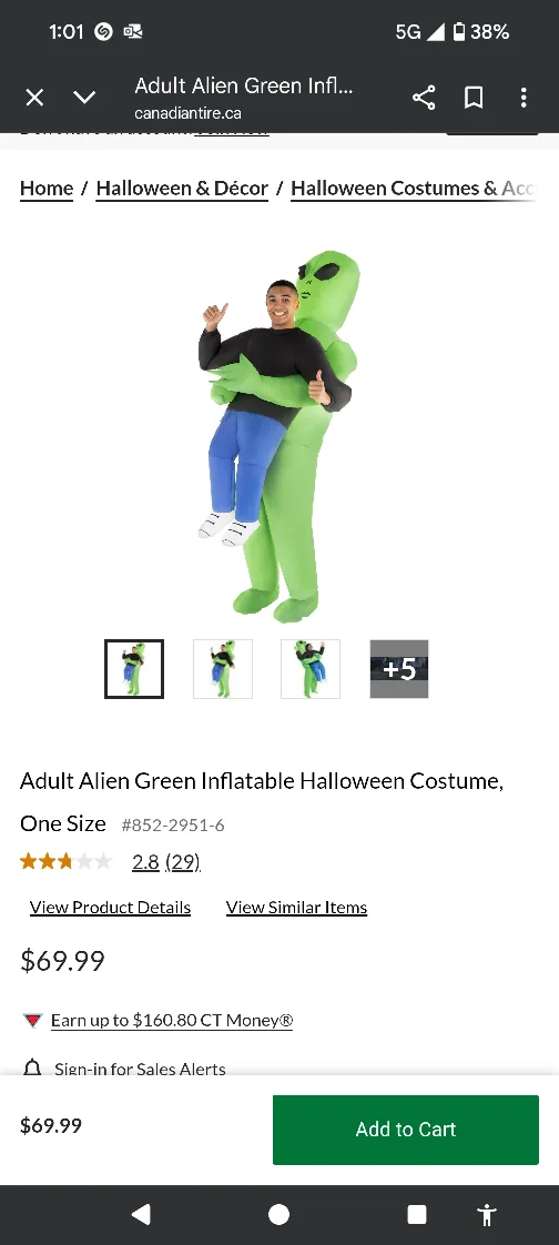 BRAND NEW-Alien Inflatable Halloween Costume image indicator(3)