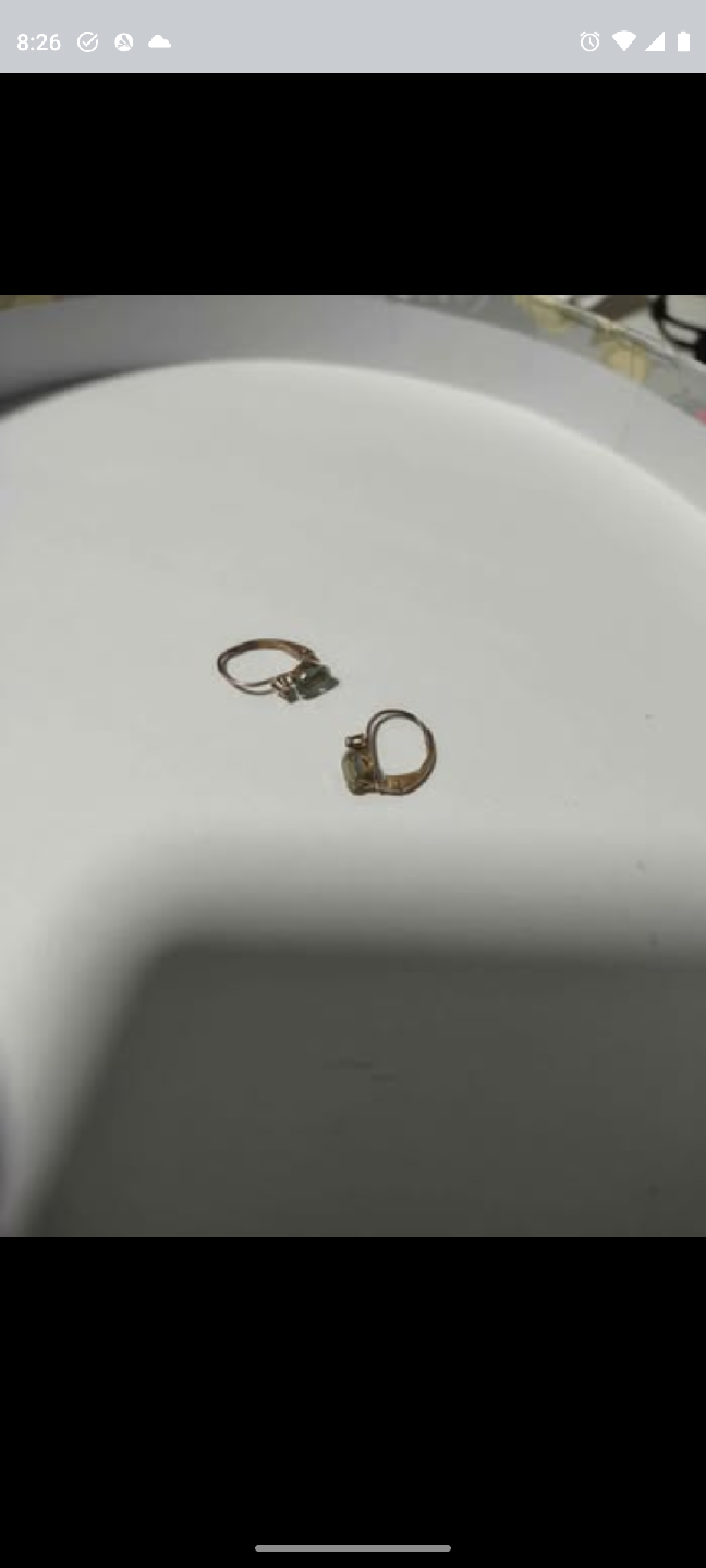 Earrings - 10 karat gold with turquoise stone