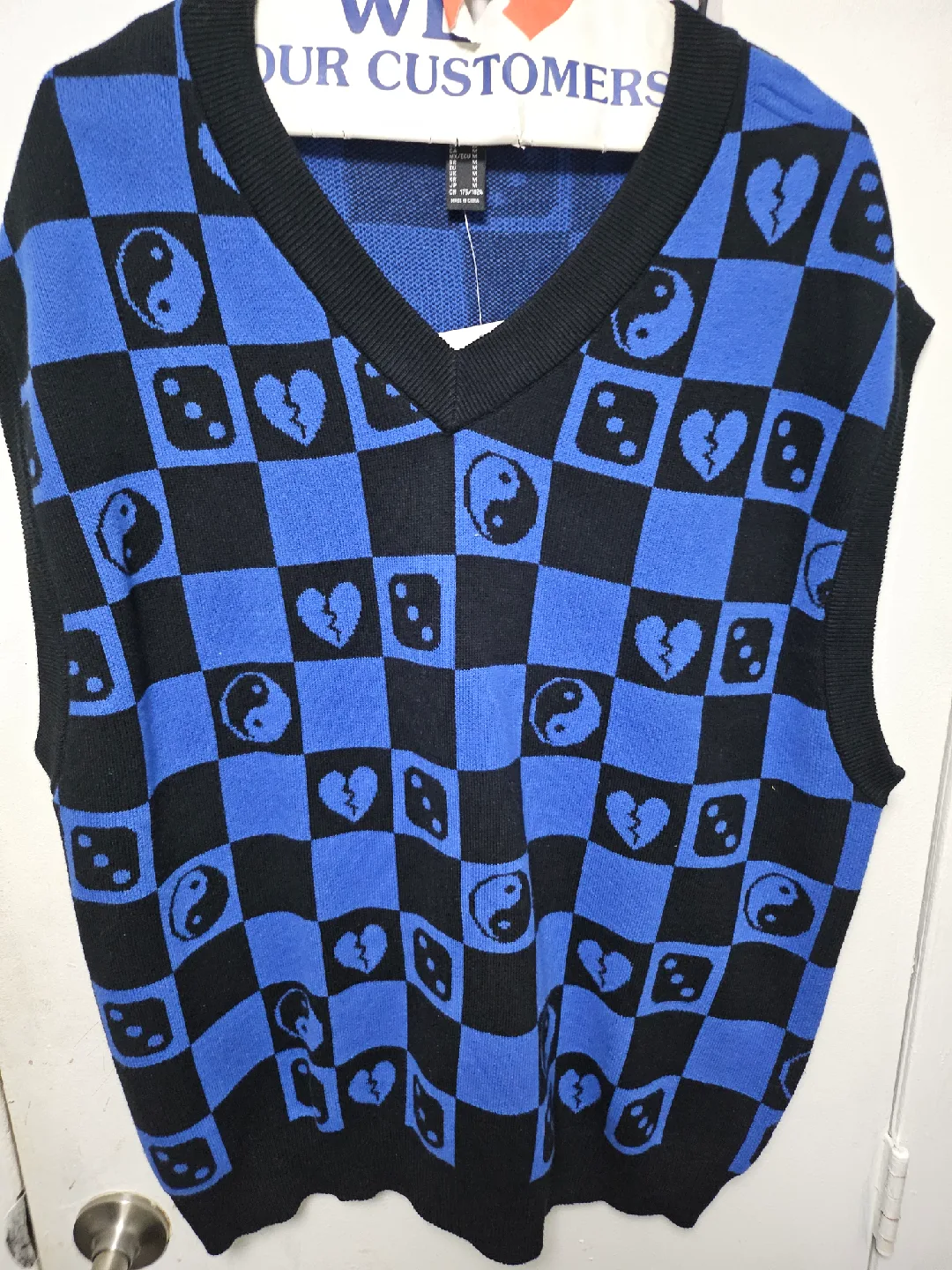Forever 21 Blue & Black Checker Vest