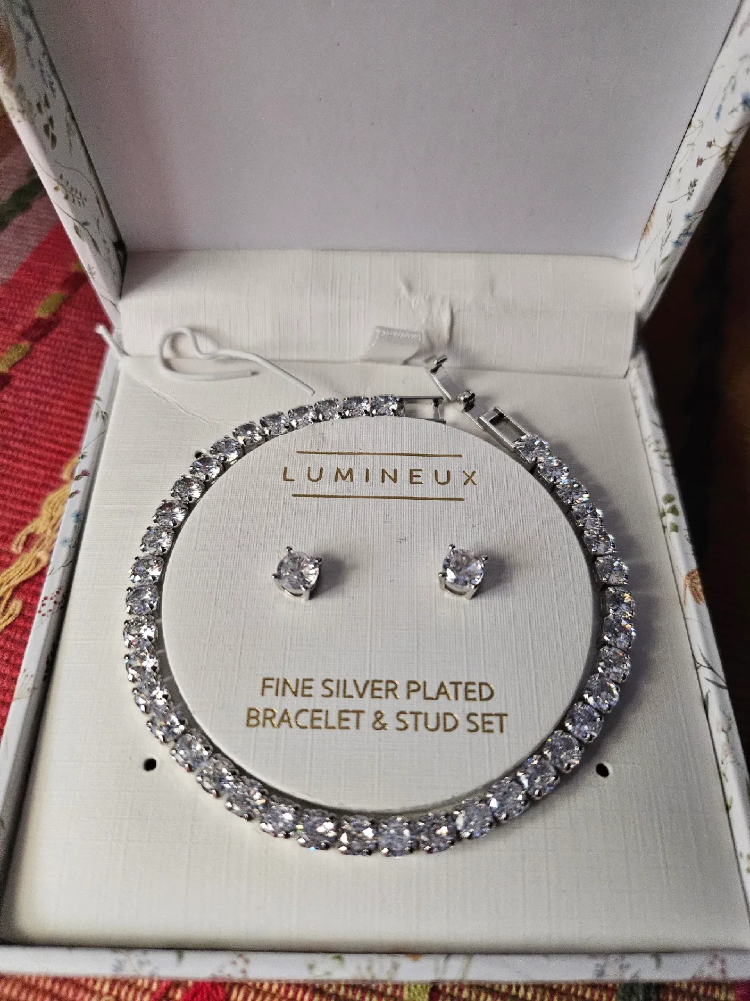 Lumineux Fine Silver Plated Bracelet & Stud Set - New thumbnail