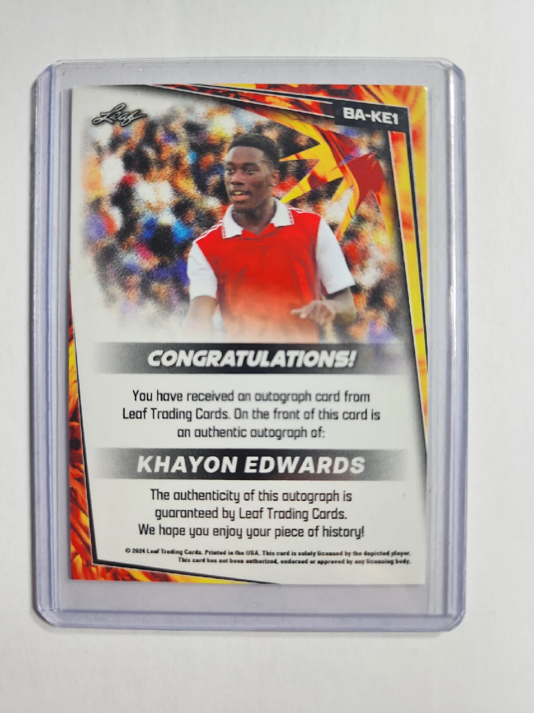 Khayon Edwards Autograph Card - Leaf Trading Cards - photo 2