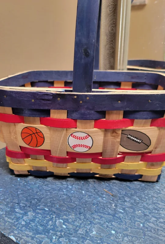 Brand New Handmade Woven Basket with Sports Theme Design image indicator(2)