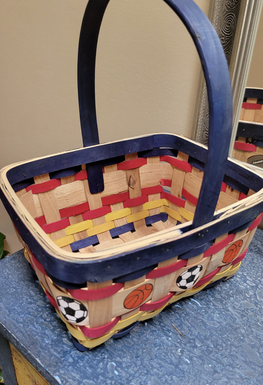 Brand New Handmade Woven Basket with Sports Theme Design - photo 3