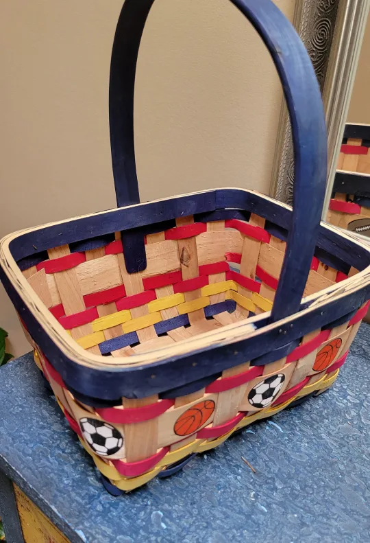 Brand New Handmade Woven Basket with Sports Theme Design image indicator(3)