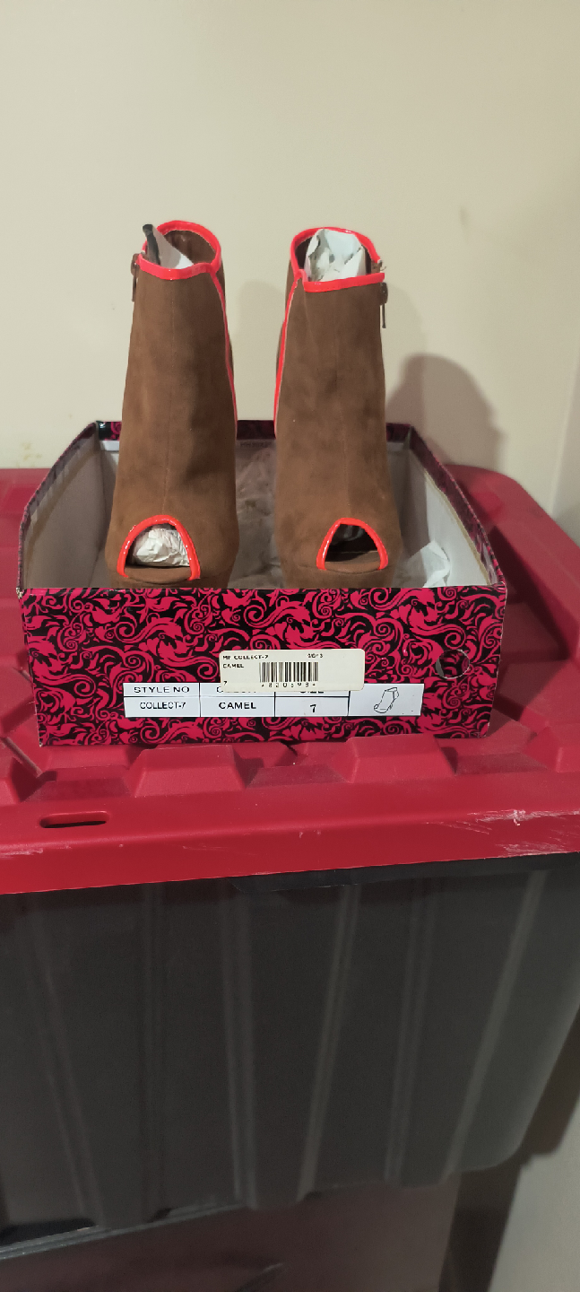 Brown Peep-Toe Platform Booties - photo 2