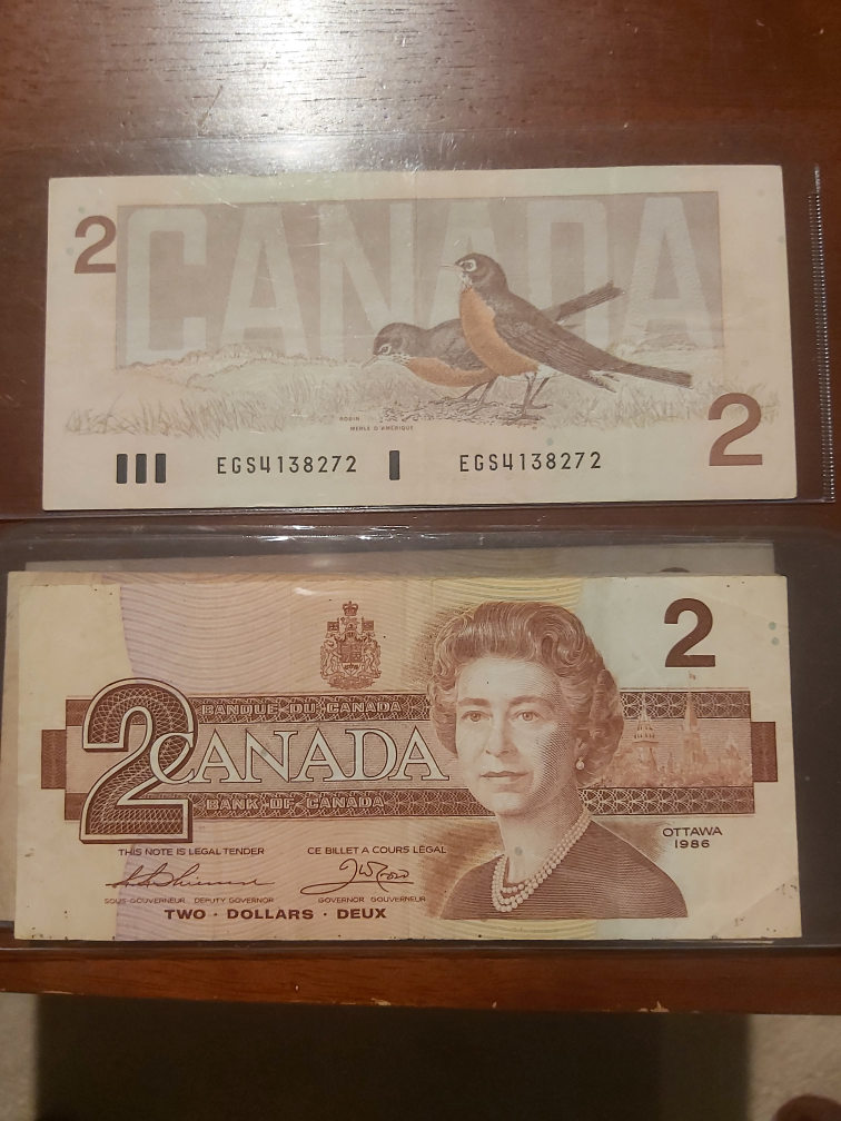Canadian $2 Bill - 1986