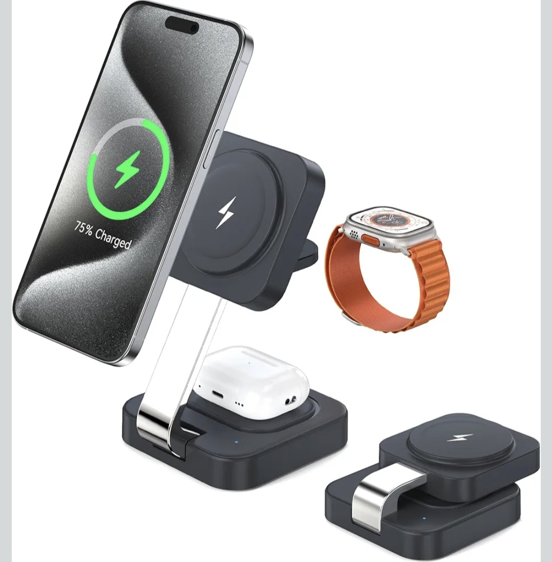 3-in-1 Foldable Wireless Charger Stand - Portable