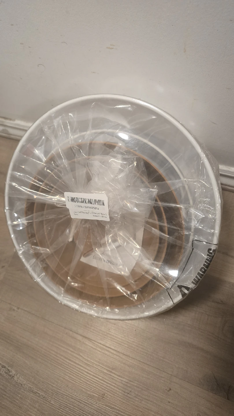 New 12-inch Self Watering Bowl - White with Brown