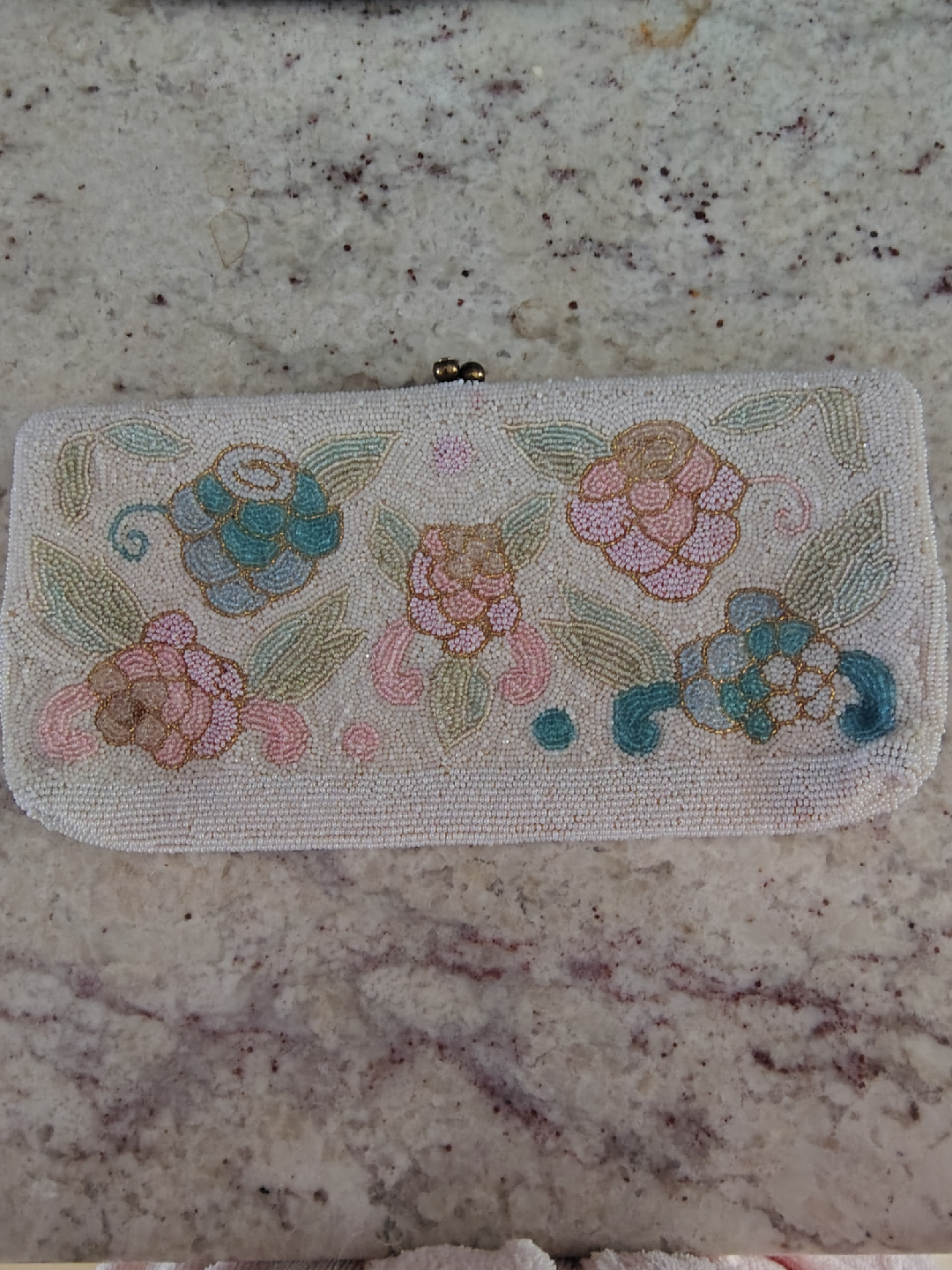 Vintage Delill Seed Beaded Clutch - Made in Belgium