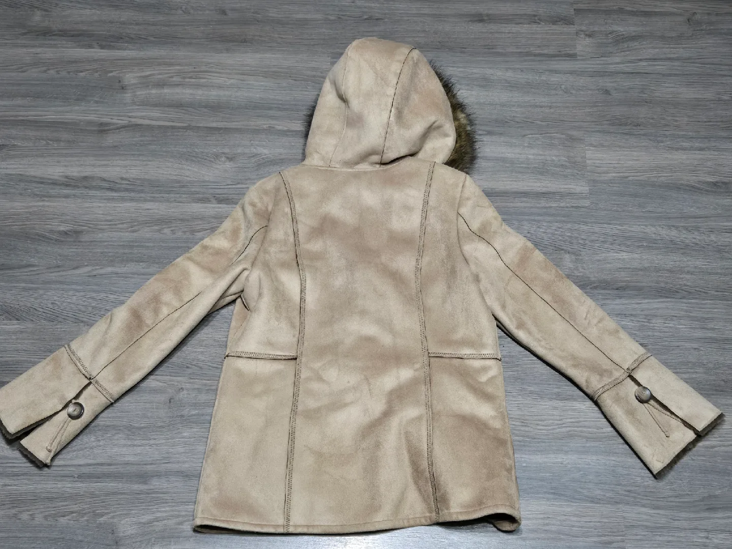 Tower by London Fog Beige Faux Suede Jacket - Size M image indicator(8)