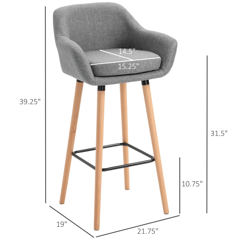Set of 4 Grey Bar Stools - photo 2