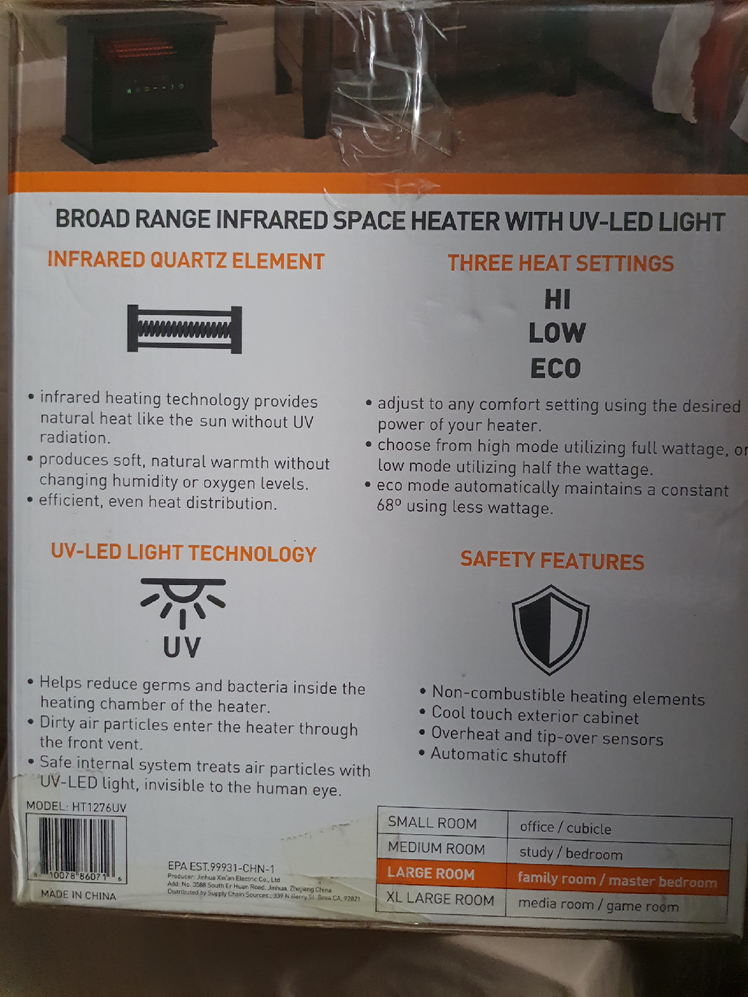 Lifesmart Infrared Space Heater with UV-LED Light - photo 2