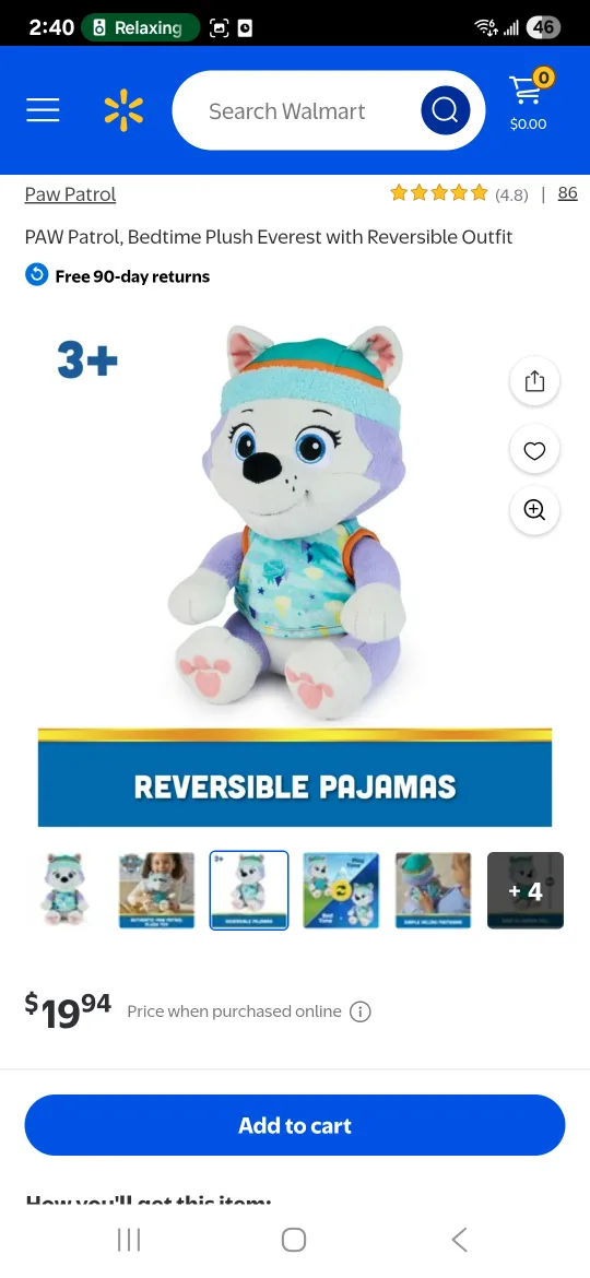 PAW Patrol, Bedtime Plush Everest with Reversible Outfit image indicator(8)
