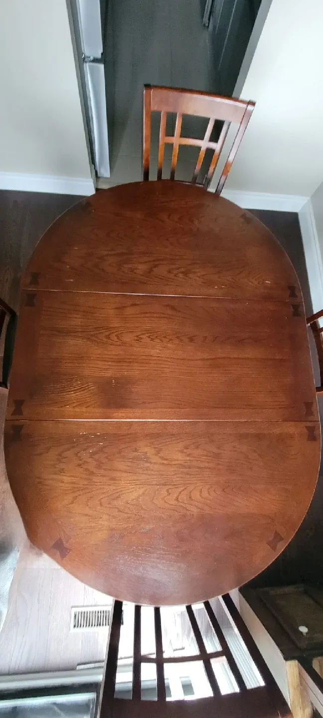 Wooden Dining Table with 4 Chairs - Convertible to Round table image indicator(2)