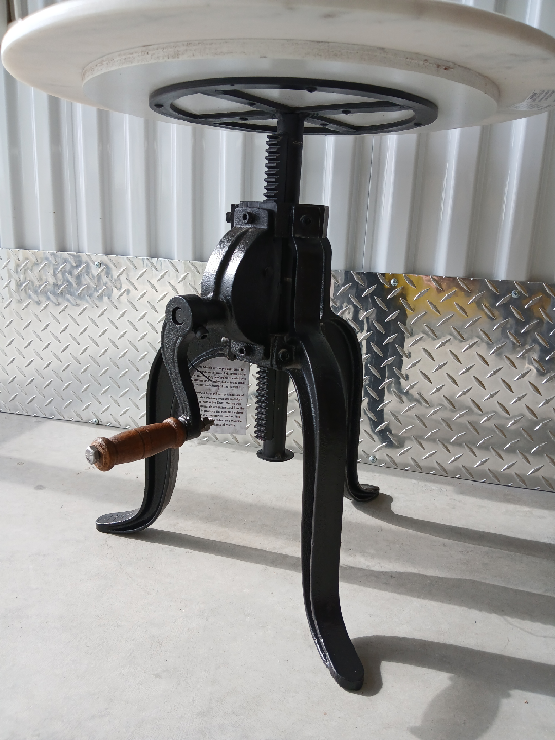 Marble Top Cast Iron Adjustable Table - photo 3