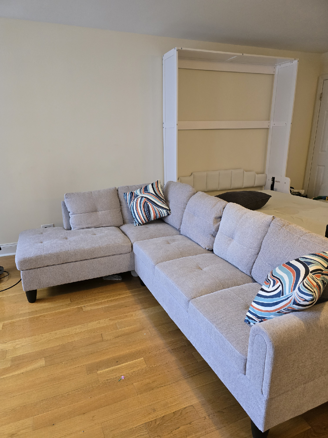 Light Gray Sectional Sofa-97 Inches